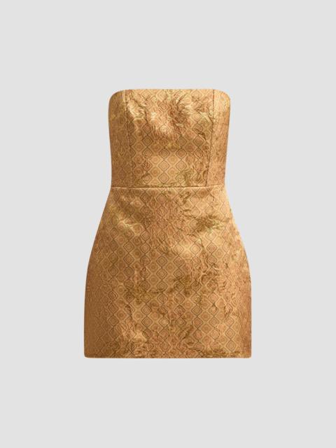 HEMANT & NANDITA Women's Jacquard Strapless Mini Dress - Mustard