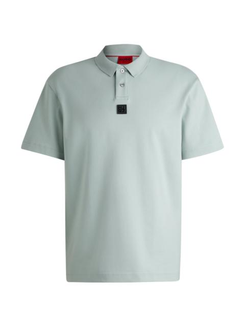 HUGO INTERLOCK-COTTON POLO SHIRT WITH STACKED LOGO