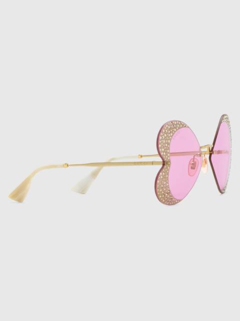 Geometrical-frame sunglasses with crystals