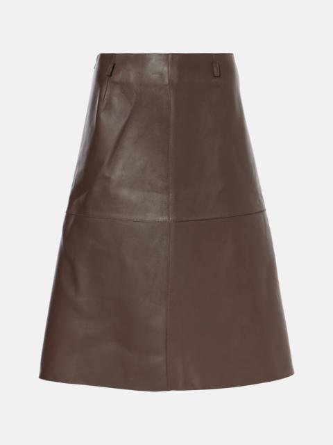 Leather midi skirt