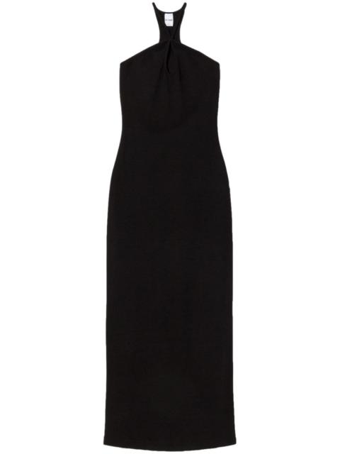 full length ribbed cotton keyhole dress