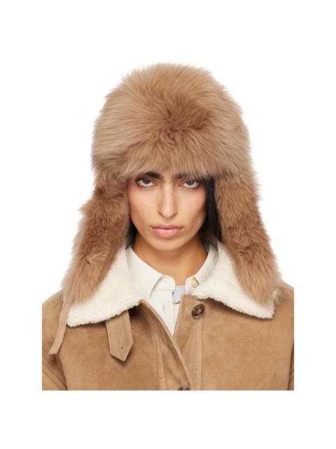 Yves Salomon Beige Chapka Fur Hat
