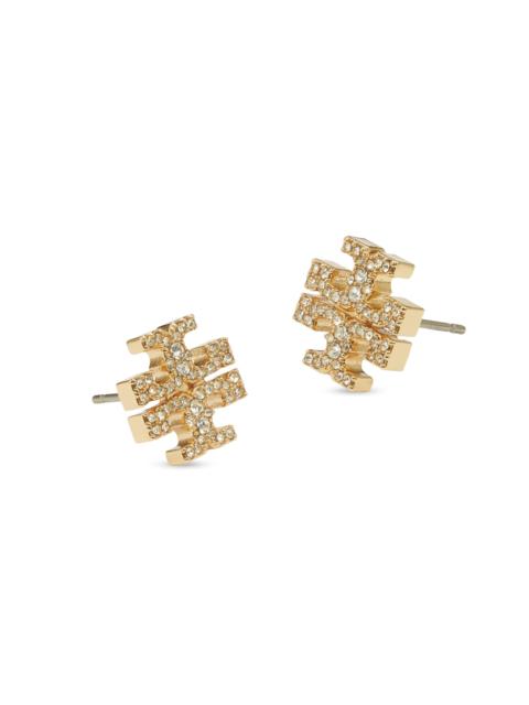 TORY BURCH Women's Goldtone Pavé Logo Stud Earrings - Tory Gold Crystal