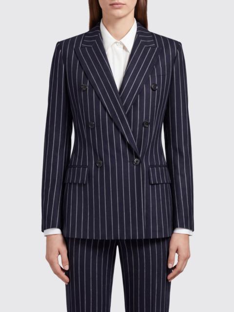 Max Mara MAX MARA Pinstripe Double-Breasted Slim Fit Blazer in Virgin Wool Blend