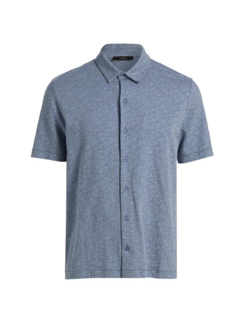 Vince Men's Tonal Leaf Slub Cotton Shirt - Hawk Blue Light