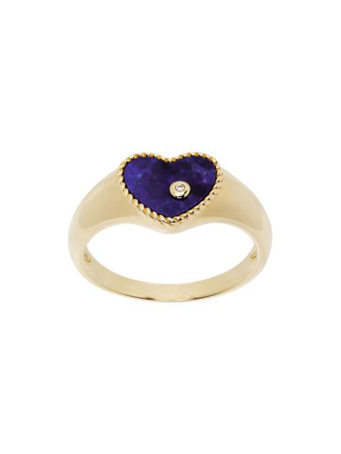 Yvonne Léon Gold Baby Chevaliere Cœur Lapis Lazuli Ring
