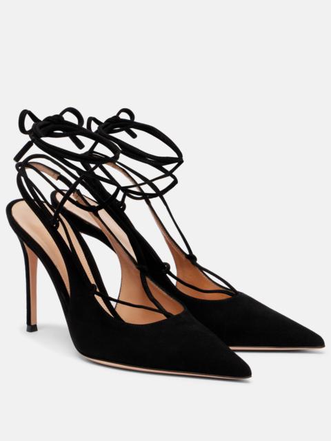 Gianvito Rossi 95 suede lace-up slingback pumps