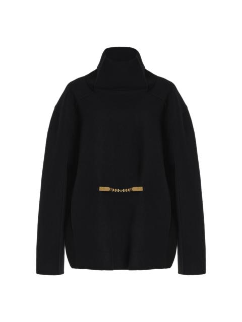 BEVZA Brooch-Detailed Cashmere-Wool Sweater black
