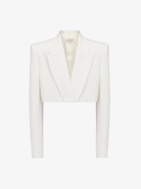 Women's Boxy Cropped Jacket in Soft White
