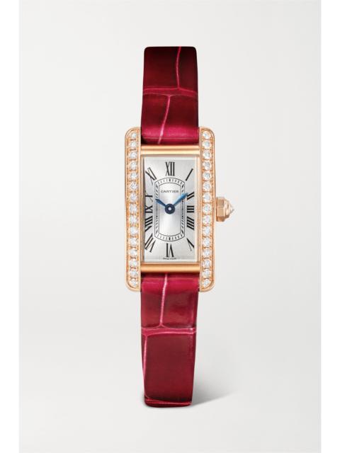 Cartier Tank Américaine 28mm Mini 18-karat Rose Gold, Diamond And Alligator Watch