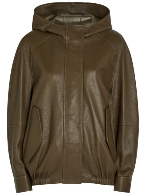 NOUR HAMMOUR Nour Hammour Hooded Grained Leather Jacket
