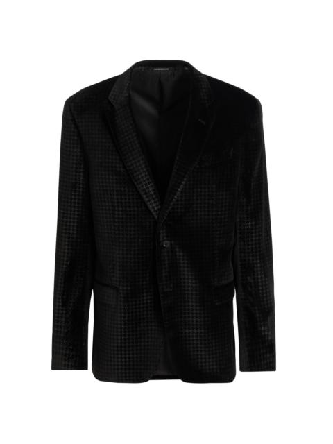EMPORIO ARMANI Men's Houndstooth Velvet Sport Jacket - Black