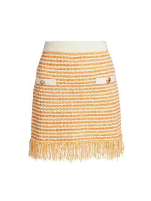 MILLY Women's Kali Textured Fringe Knit Miniskirt - Orange Yellow Multi