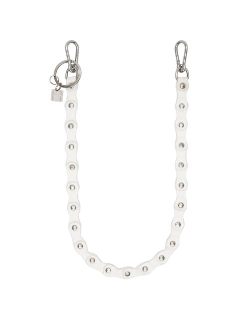 Guidi White Leather Keychain