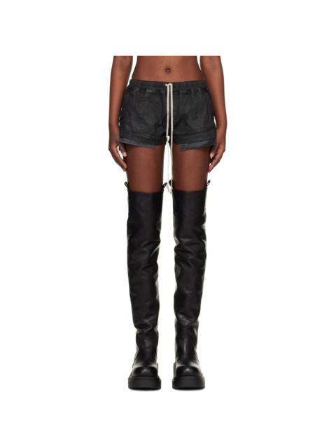 Rick Owens DRKSHDW Black Temple Fox Boxer Denim Shorts