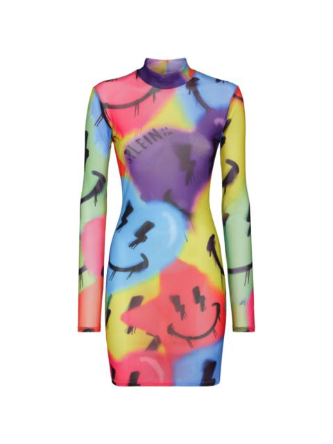 PHILIPP PLEIN LS Smile logo-print minidress