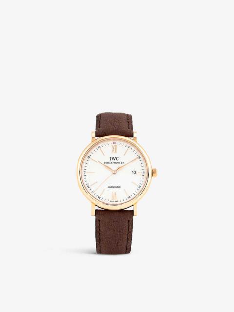 IWC Schaffhausen IW356504 Portofino 18ct rose-gold and leather automatic watch