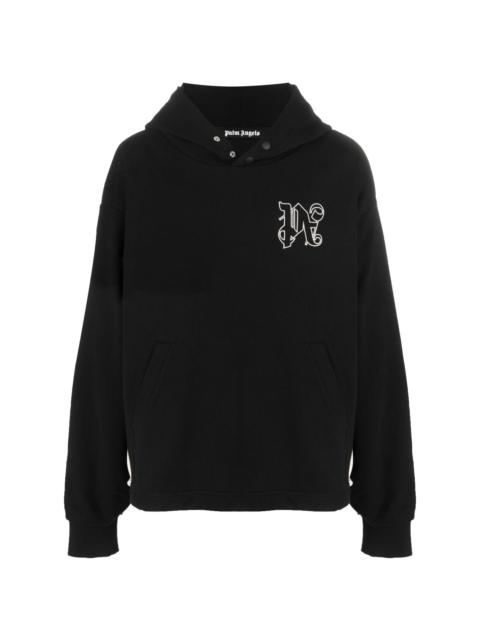 【関税込み】PALM ANGELS PA MONOGRAM STATEMENT JERSEY HOODIE Black Statement Monogram Hoodie by Palm Angels on Sale
