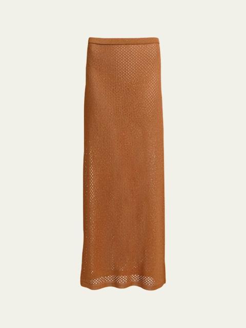 DIANE VON FURSTENBERG Harmon Straight Shimmer Mesh Knit Maxi Skirt