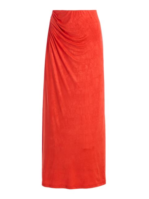 SIGNIFICANT OTHER Exclusive Priya Draped Jersey Maxi Skirt red