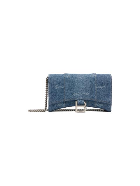 BALENCIAGA Blue Hourglass Wallet On Chain Bag