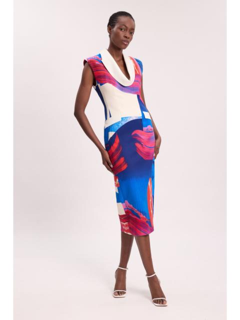 KAREN MILLEN Polished Tailored Cowl Neck Sleeveless Midi Dress