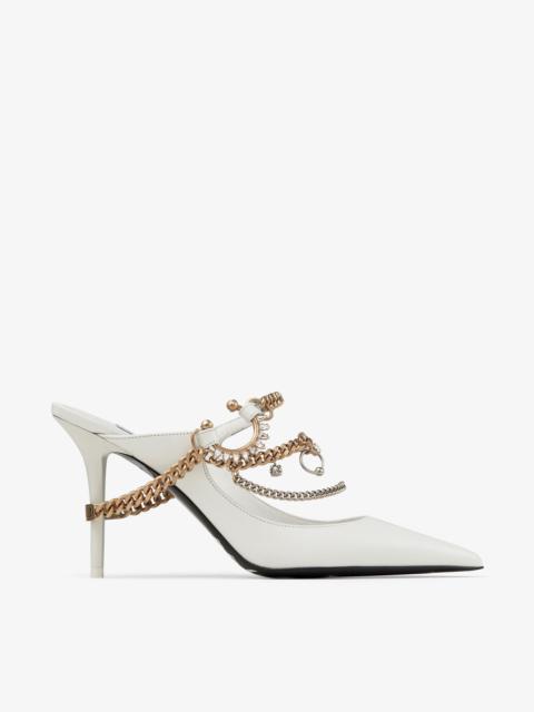 Jimmy Choo / Jean Paul Gaultier Bing 90
Optical White Calf Leather Mules with Jewellery