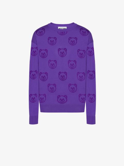Moschino ALL-OVER TEDDY BEAR WOOL JUMPER