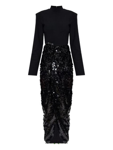ROTATE knot-detail sequin maxi dress