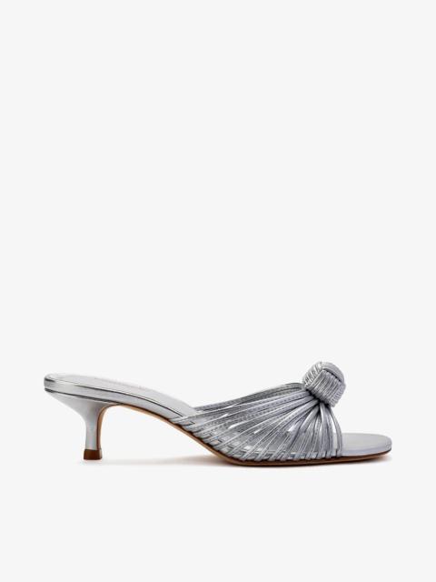 Larroudé Valerie Mule In Silver Metallic Leather