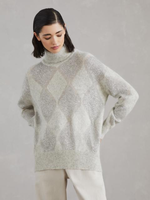 Brunello Cucinelli Wool and mohair dazzling argyle turtleneck sweater