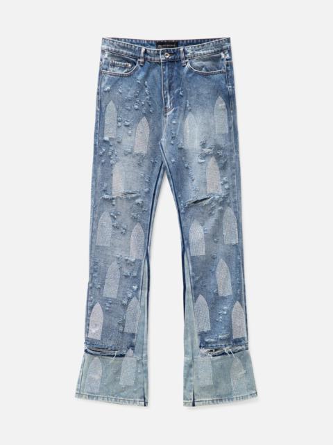 WHO DECIDES WAR RHINESTONE WASHED DENIM