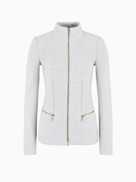 GIORGIO ARMANI Cotton, wool and cashmere double cloth zipped jacket