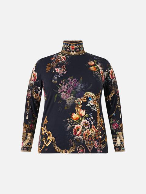 CAMILLA JERSEY TURTLENECK NIGHT GARDEN