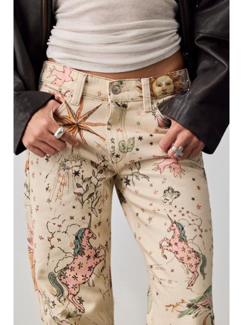 FREE PEOPLE We The Free Luna Printed Mid-Rise Straight Jeans