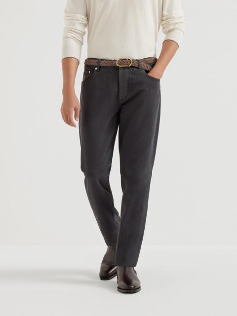 Brunello Cucinelli Garment-dyed traditional fit five-pocket trousers in denim