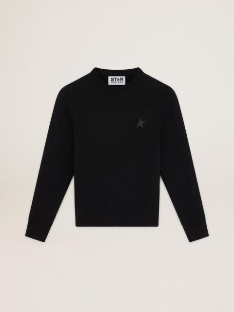 Golden Goose Black Athena Star Collection sweatshirt with tone-on-tone star on the front