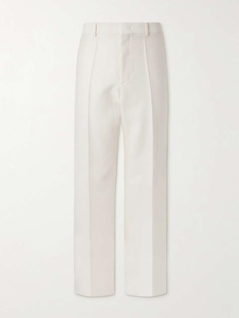 Valentino Straight-Leg Pleated Wool and Silk-Blend Crepe Trousers