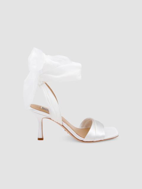 BADGLEY MISCHKA Women's Yanis 75MM Satin Ankle-Wrap Sandals - White Satin