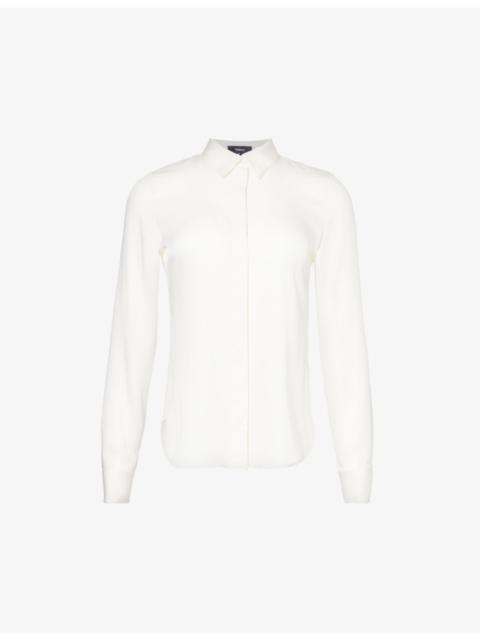 Theory Curved-hem regular-fit silk shirt