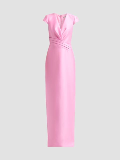 BADGLEY MISCHKA Women's Satin Wrapped-Bodice Column Gown - Blush