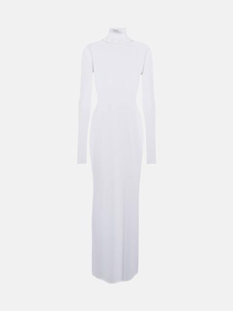 Alaïa Sheer turtleneck jersey maxi dress