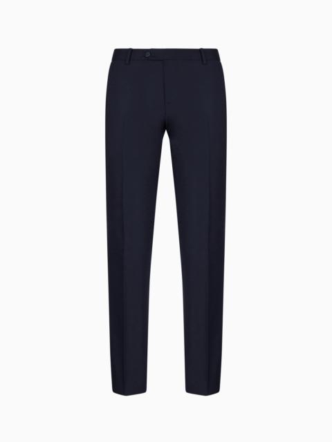 EMPORIO ARMANI Worsted virgin-wool, creased trousers
