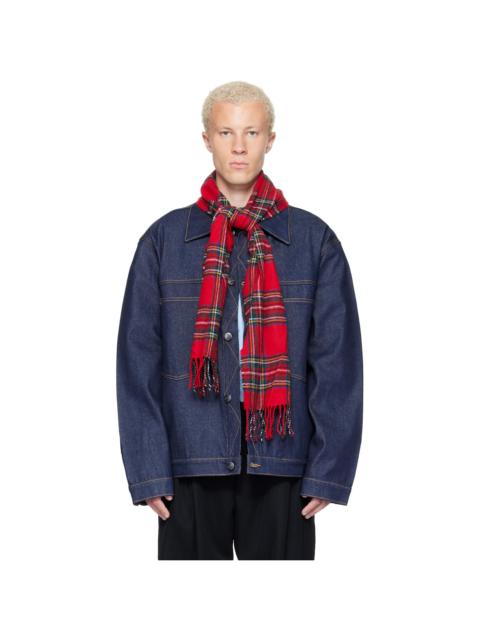 CHARLES JEFFREY LOVERBOY Navy Scarf Denim Jacket