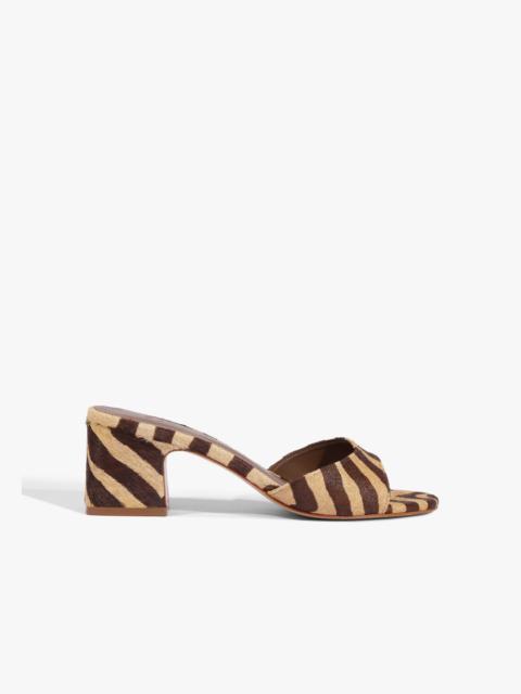 SCHUTZ Harriet Mid Mule Animal Print Leather Sandal