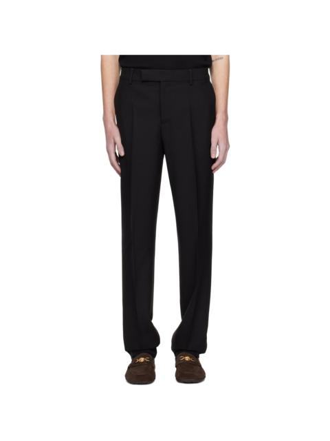 VERSACE Black Mohair-Blend Formal Trousers