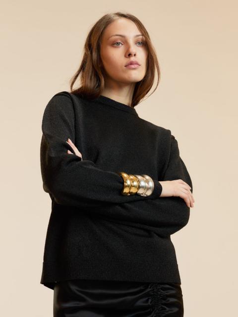 CYNTHIA ROWLEY Metallic Knit Crewneck