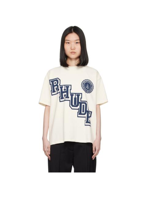 Rhude Off-White Collegiate Crest T-Shirt