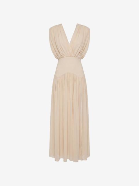 NICHOLAS Giana plunging-neck pleated maxi dress