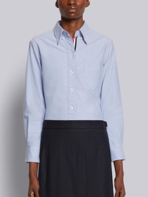 Light Blue Classic Oxford Grosgrain Placket Long Sleeve Shirt